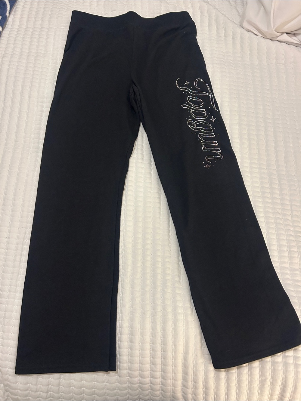 TG Black Flare Sweatpants Rhinestone Name on Leg